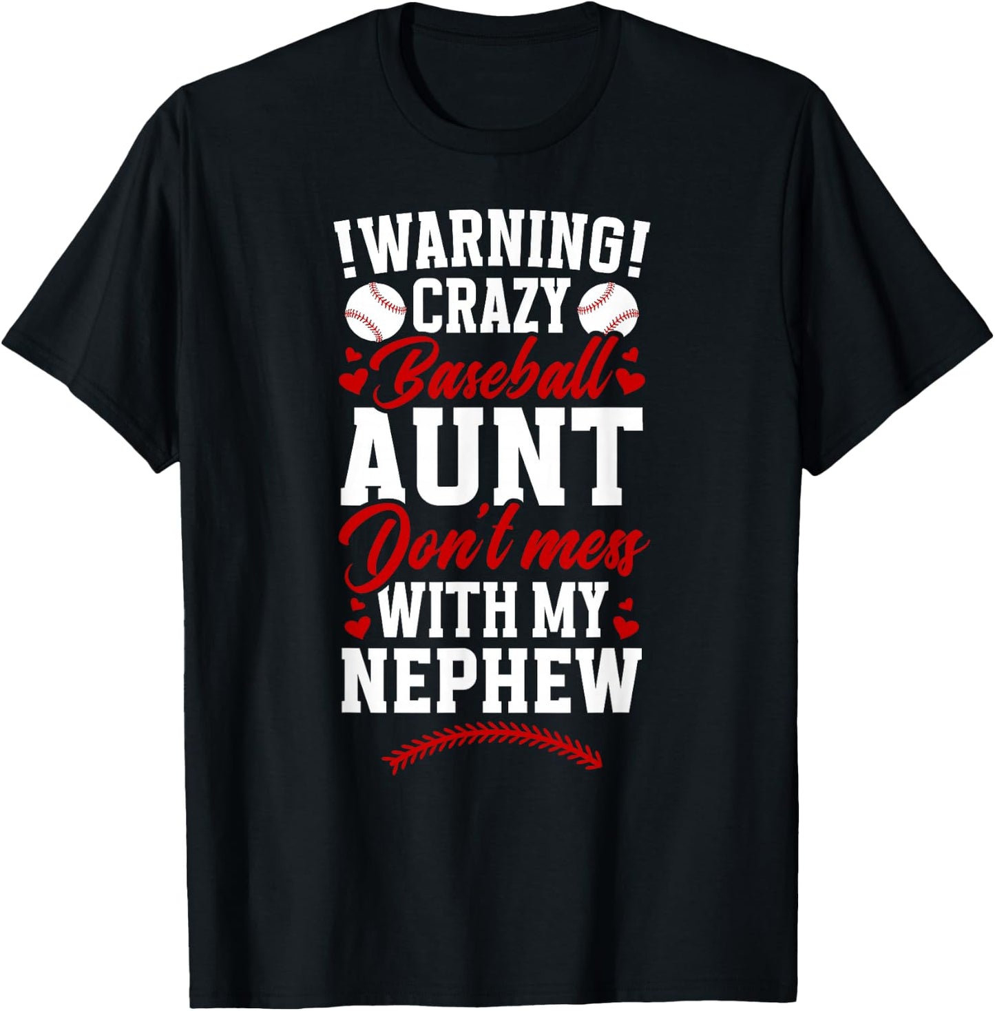 Crazy Baseball Aunt Of A Baseball Player Auntie T-Shirt - T-Shirt | Black