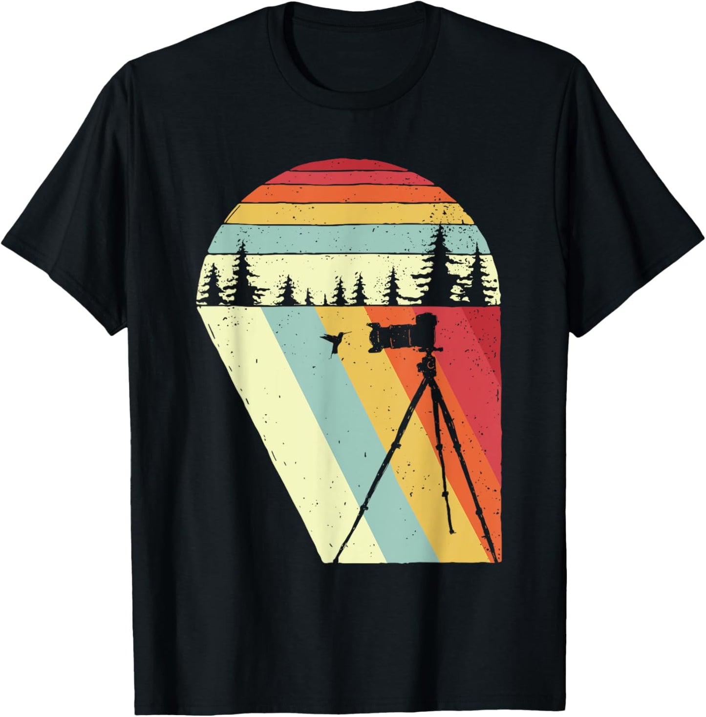 Vintage Retro Bird Photographer Wildlife Camera T-Shirt - T-Shirt | Black