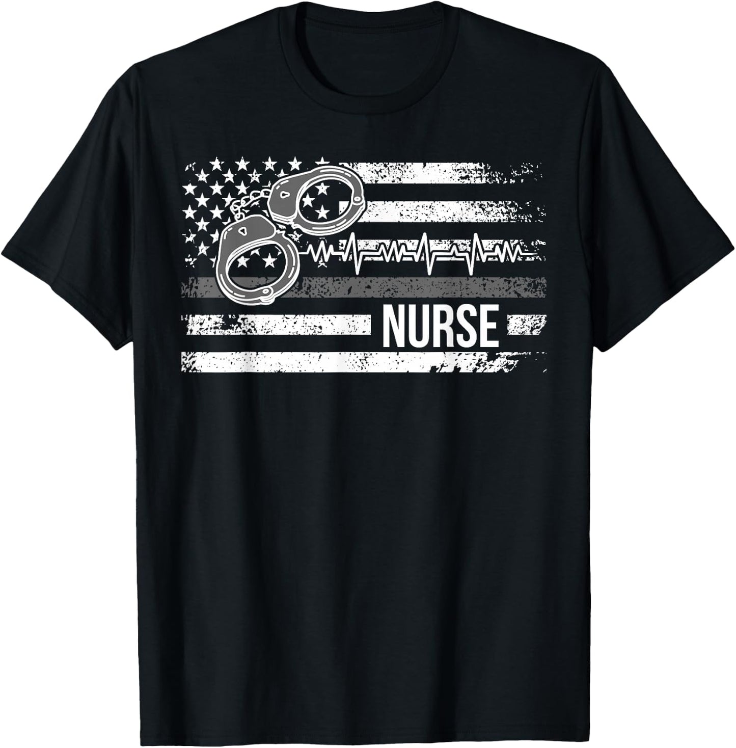 Correctional Nurse American Flag Corrections Nursing T-Shirt - T-Shirt | Black