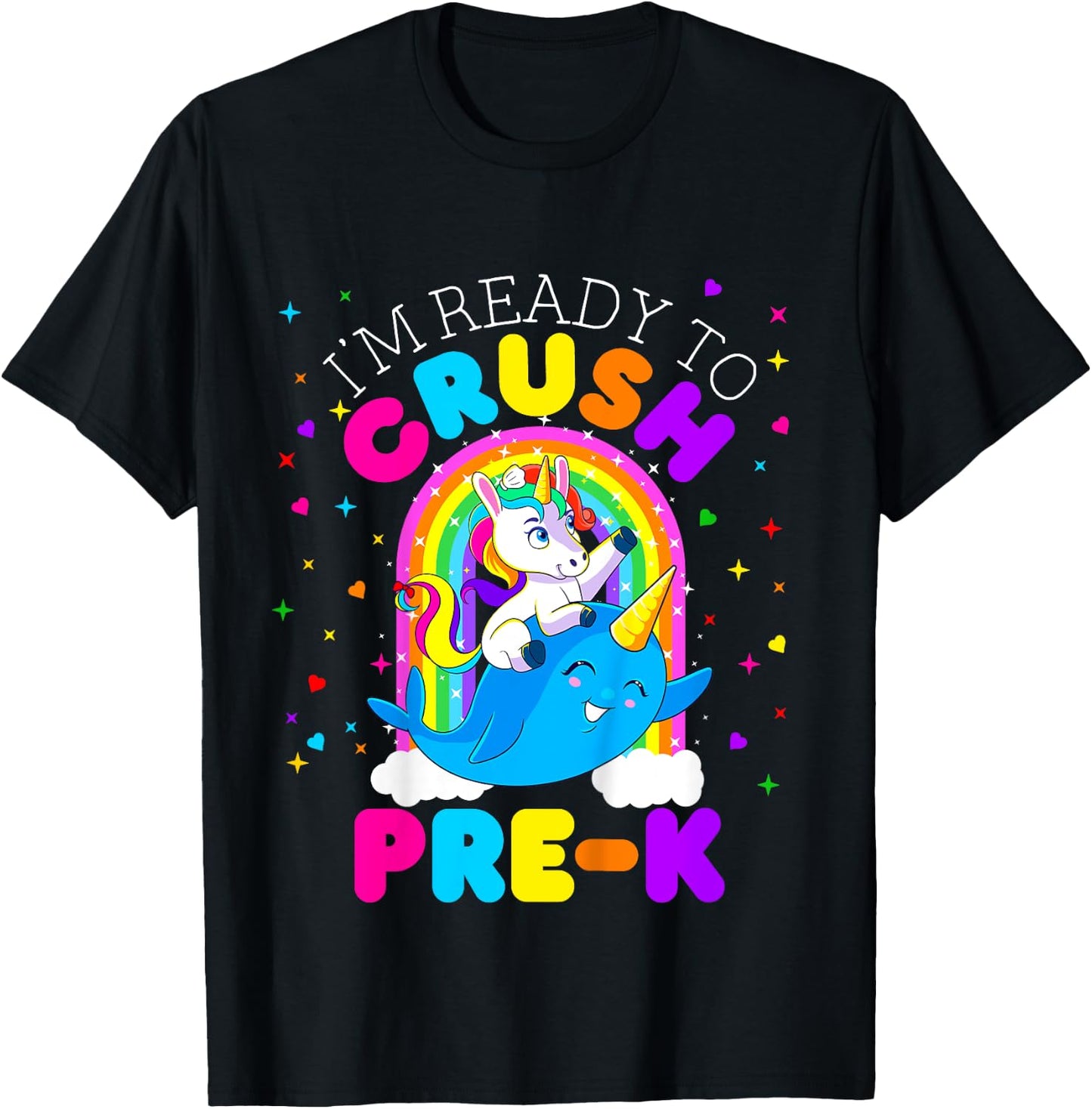 Kids I'm Ready to Crush Pre K Unicorn First Day of PreK Girls T-Shirt - T-Shirt | Black