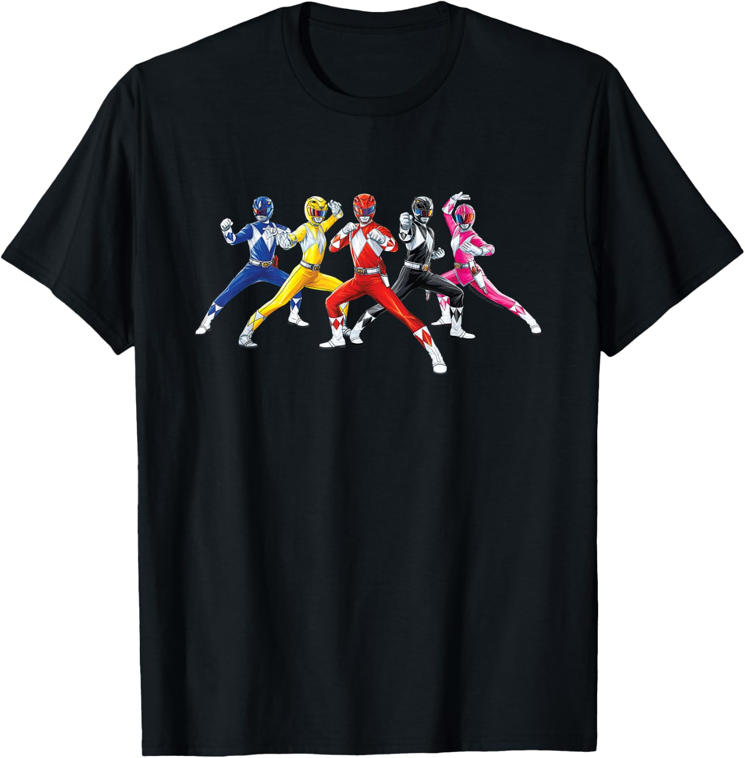Power Rangers Fighting Pose T-Shirt - T-Shirt | Black