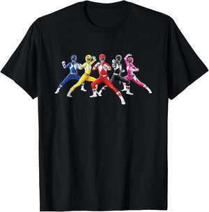 Power Rangers Fighting Pose T-Shirt - T-Shirt | Black