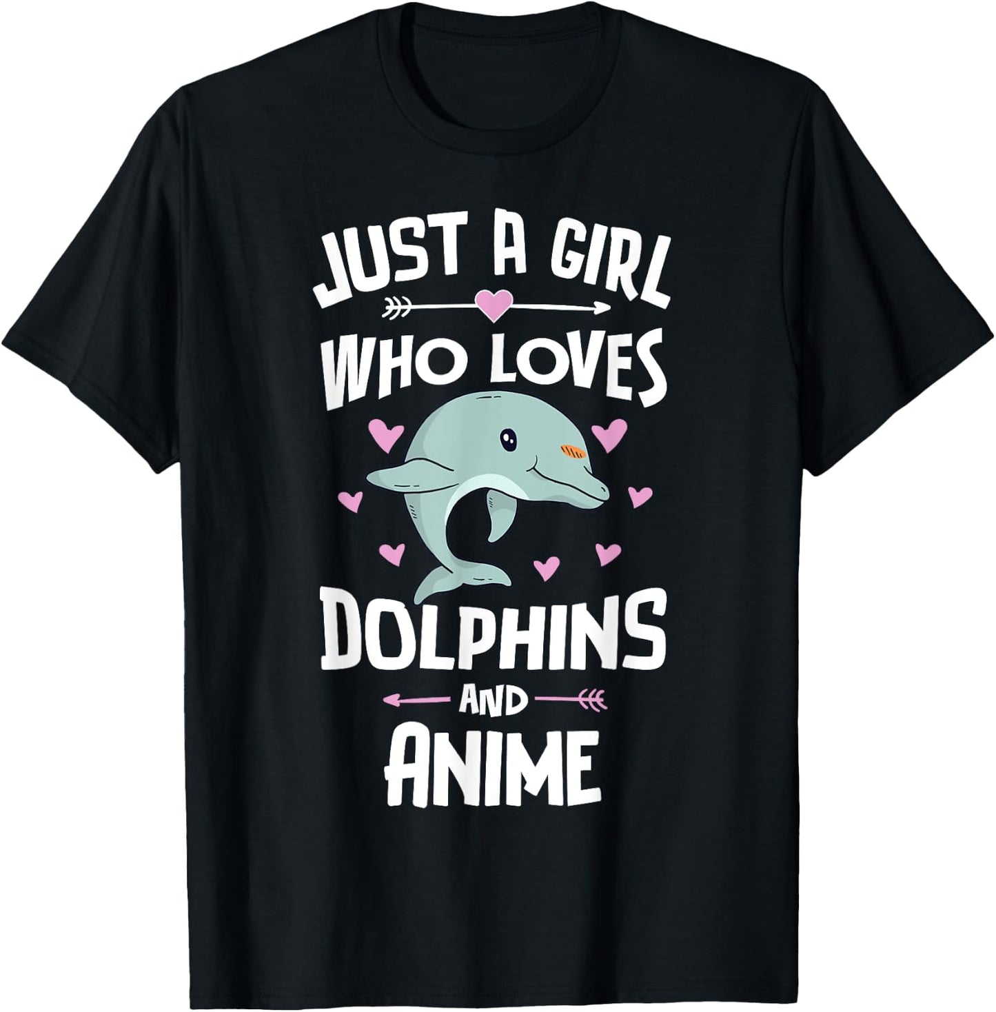 Just A Girl Who Loves Dolphins And Anime Gift Women T-Shirt - T-Shirt | Black