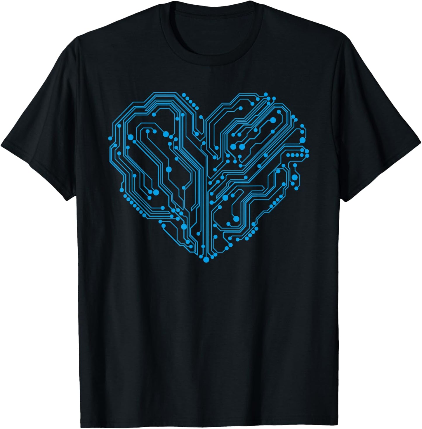 Cyber Circuit Heart Valentines Day Engineer Programmer Coder T-Shirt - T-Shirt | Black