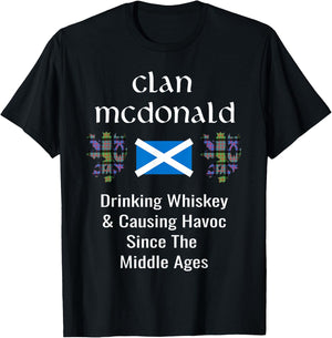 Clan McDonald Tartan Scottish Family Name Scotland Pride T-Shirt - T-Shirt | Black