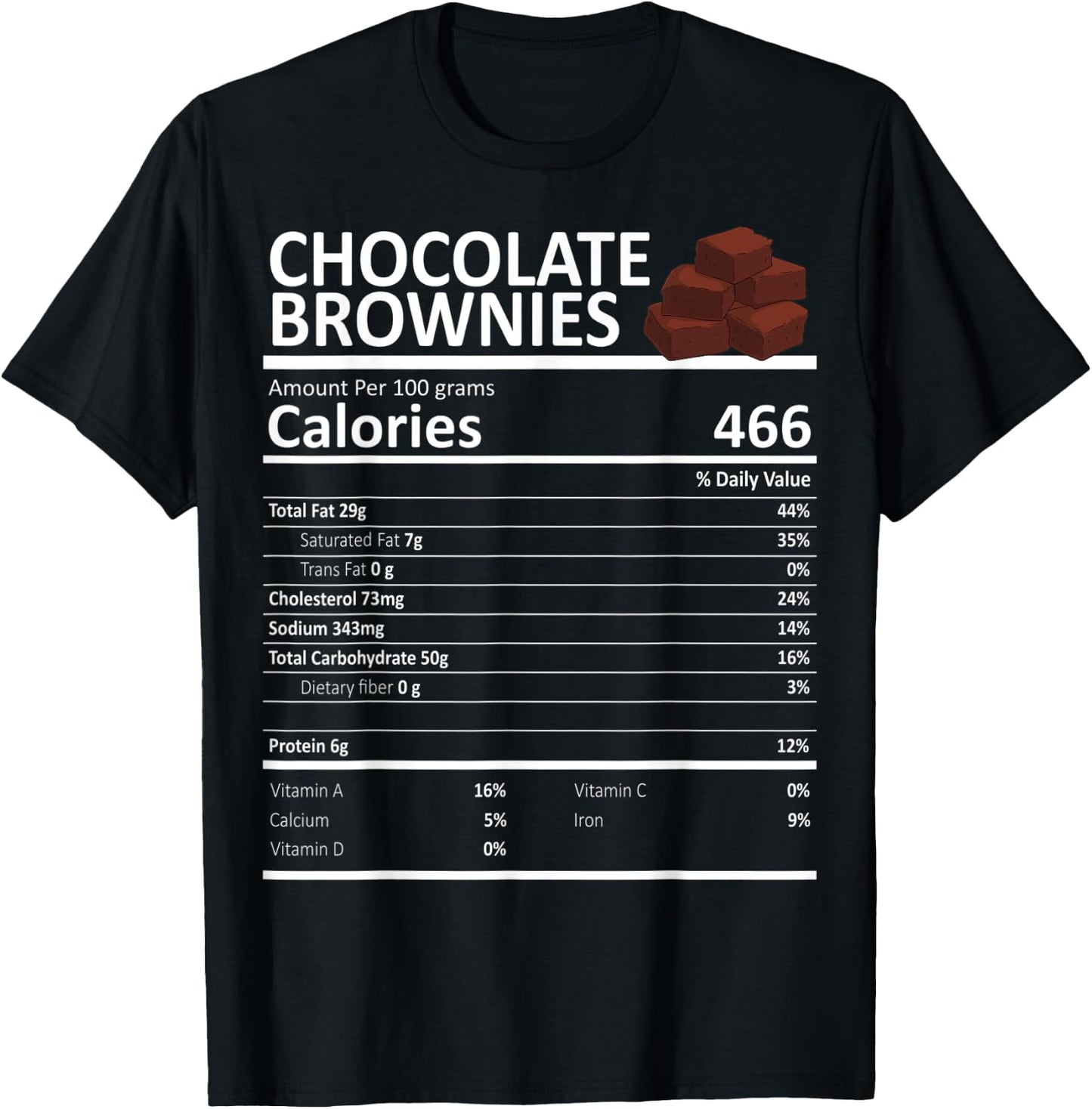 Chocolate Brownies Nutritional Facts Thanksgiving X-Mas T-Shirt - T-Shirt | Black