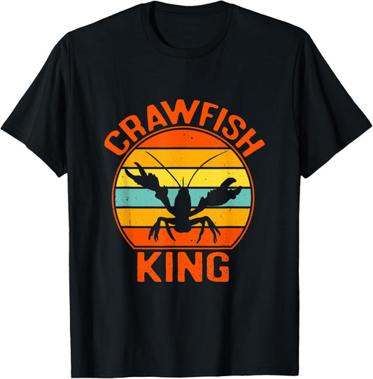 Crawfish King Seafood Boil Party Crayfish Lobster Lover T-Shirt - T-Shirt | Black
