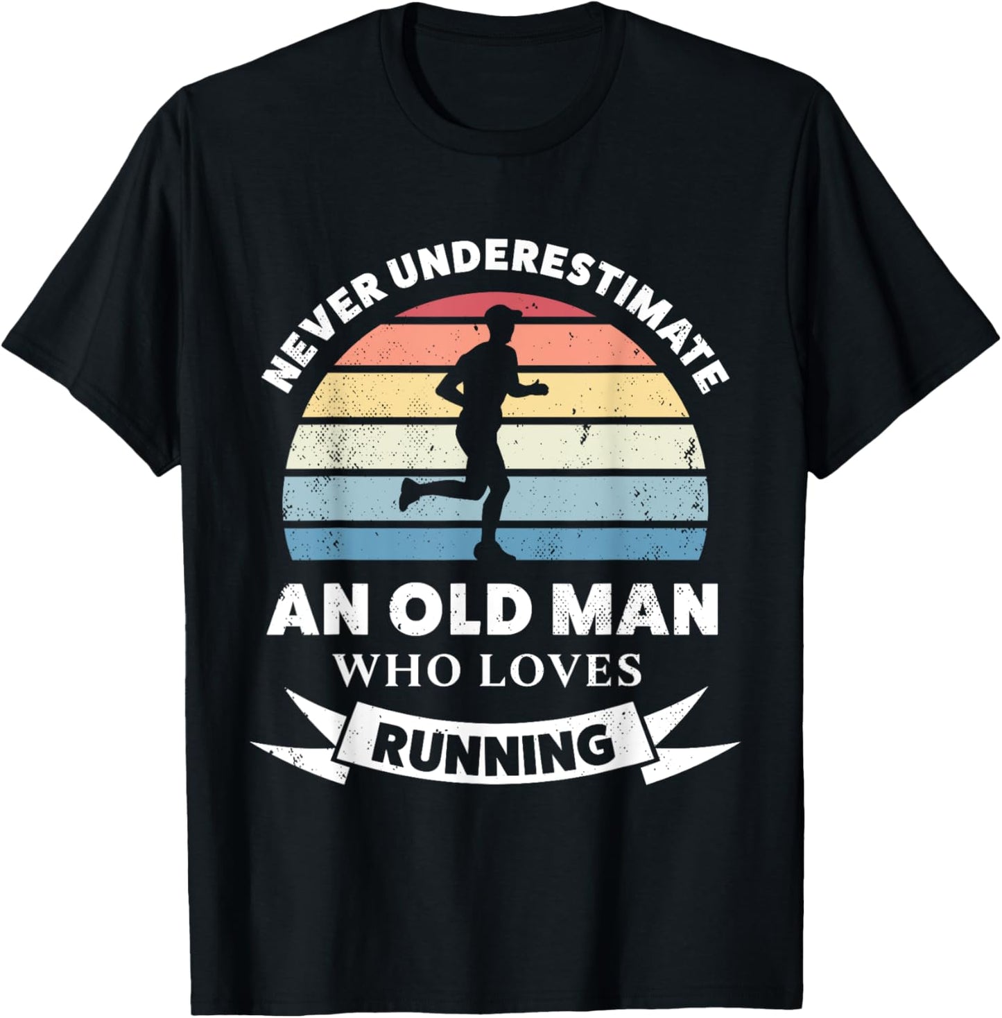 Old Man who loves Running Funny Gift Dad T-Shirt - T-Shirt | Black