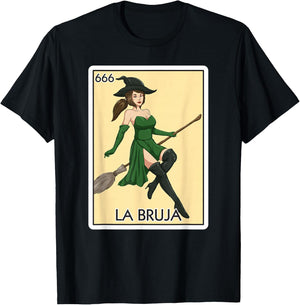 La Bruja The Witch Card Mexican Lottery Card La Bruja T-Shirt - T-Shirt | Black