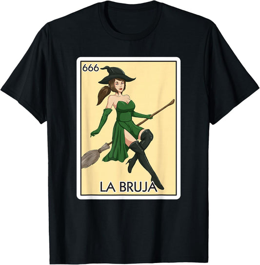 La Bruja The Witch Card Mexican Lottery Card La Bruja T-Shirt - T-Shirt | Black