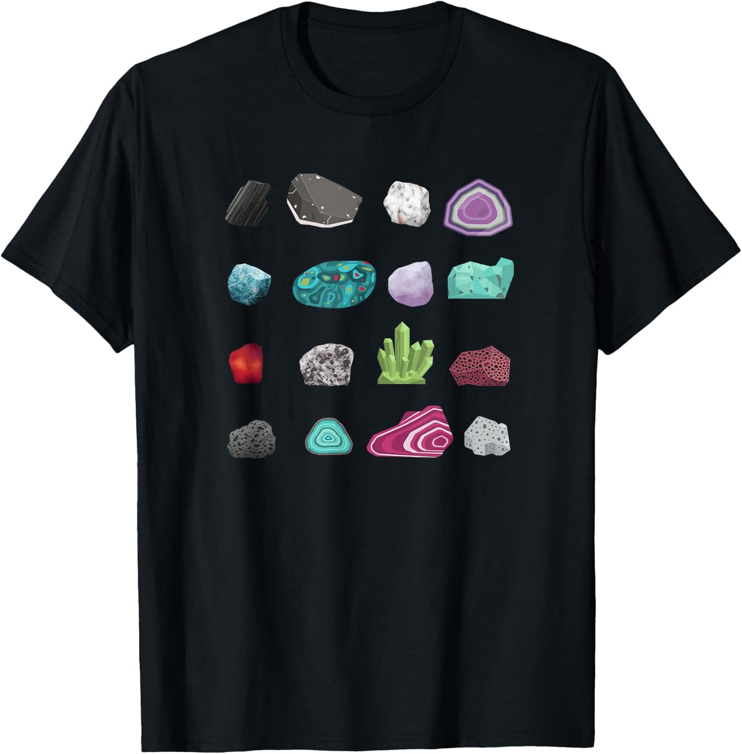 Minerals Rock Collector Colorful Rock Collection Geology T-Shirt - T-Shirt | Black