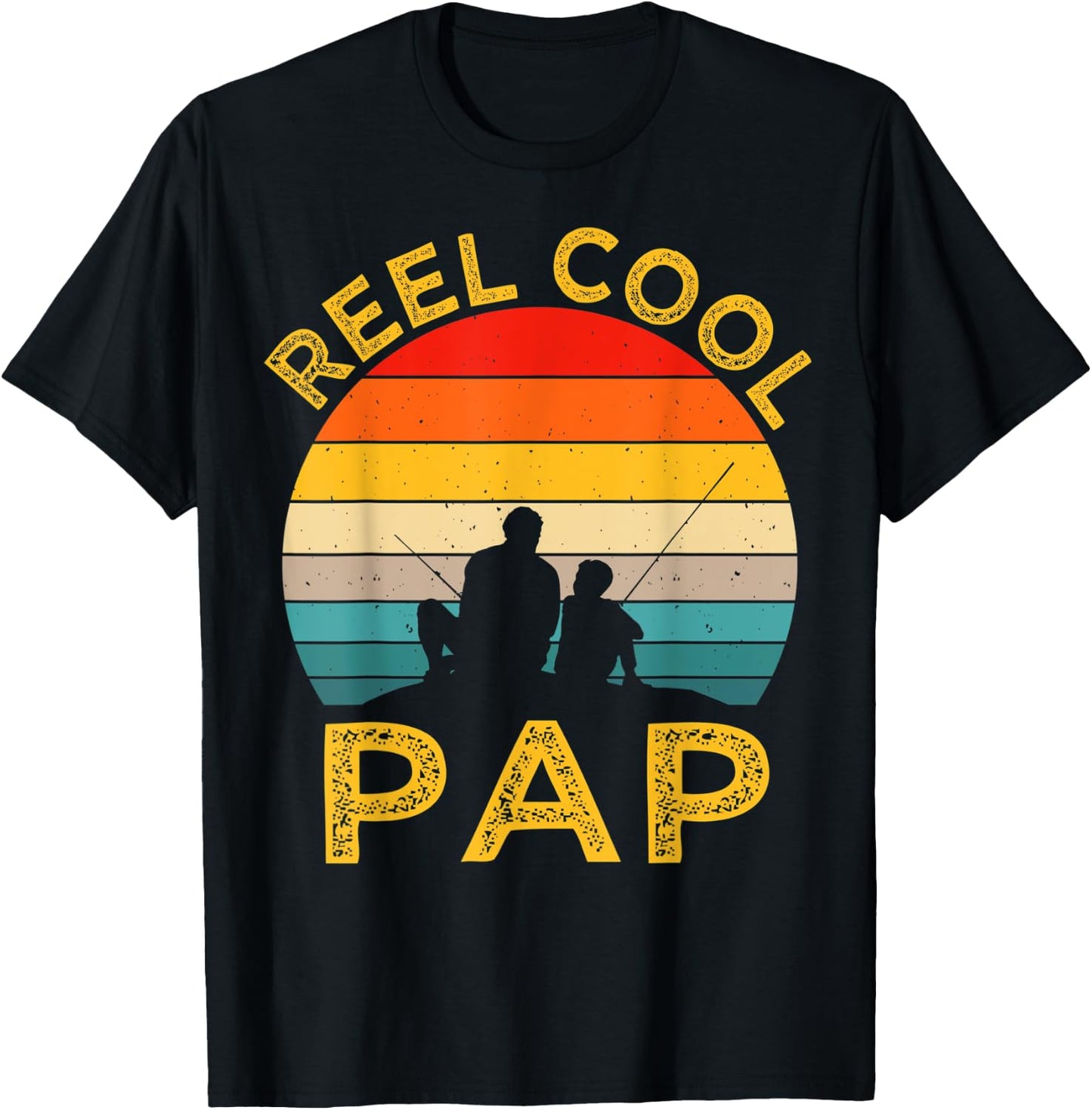 Reel Cool PAP Fishing Daddy Vintage Grandpa Fathers Day T-Shirt - T-Shirt | Black
