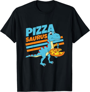 Kids Pizzasaurus Pizza Dino Dinosaur T-Rex Pizza For Toddler Boy T-Shirt - T-Shirt | Black