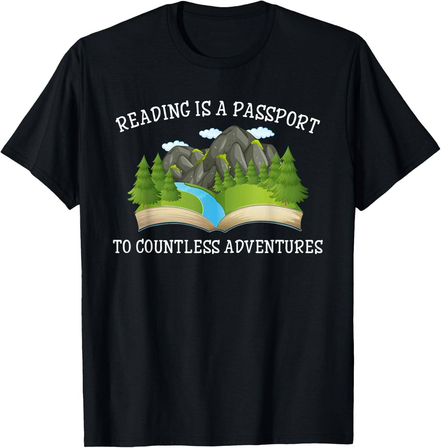 Reading is a pass for countless adventures, book lovers T-Shirt - T-Shirt | Black