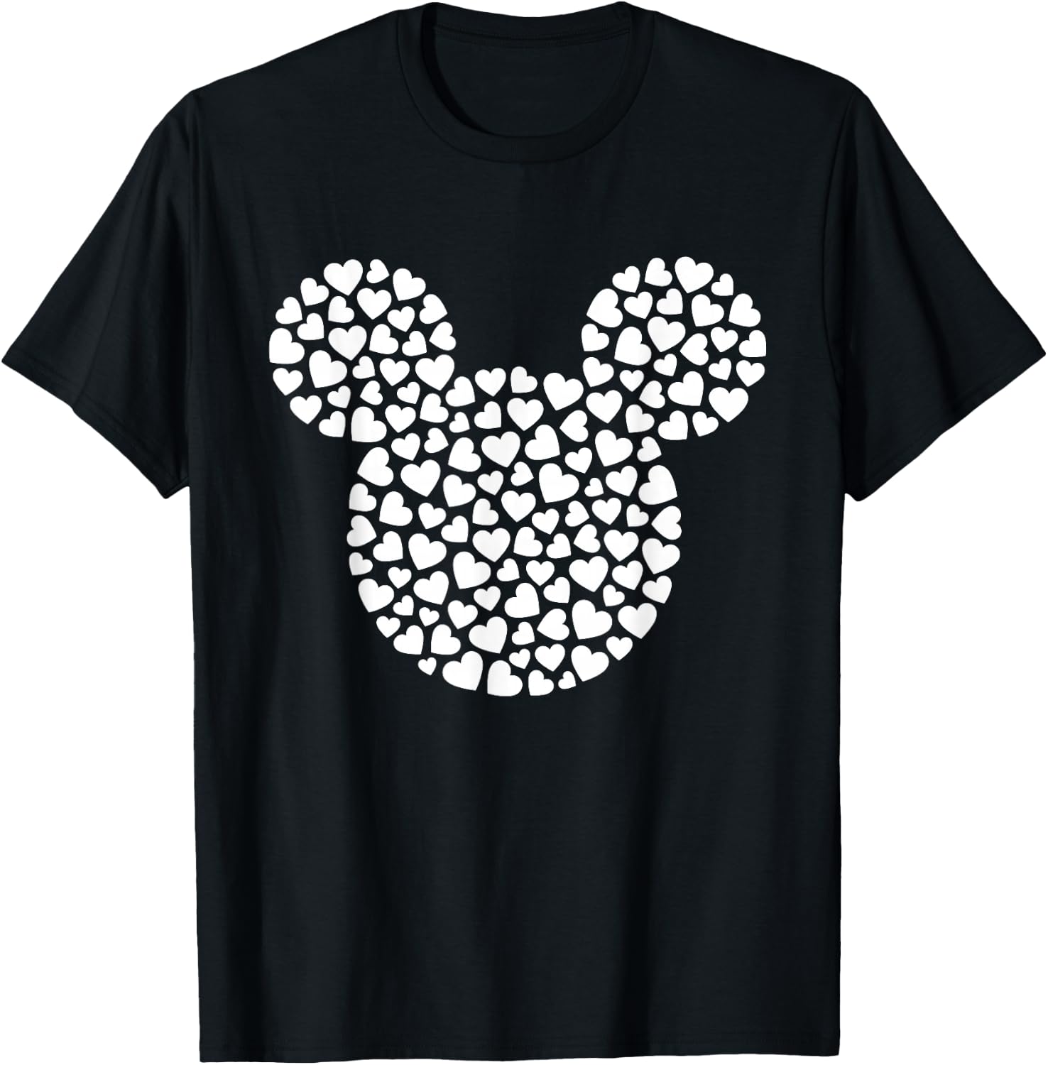 Disney Mickey Mouse Icon Filled with Hearts Small T-Shirt - T-Shirt | Black