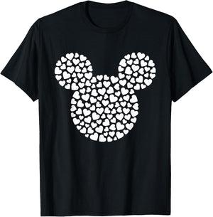 Disney Mickey Mouse Icon Filled with Hearts Small T-Shirt - T-Shirt | Black