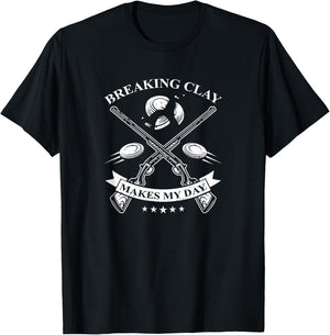 Funny Trap Shooting Shirt - Breaking Clay Makes My Day T-Shirt - T-Shirt | Black