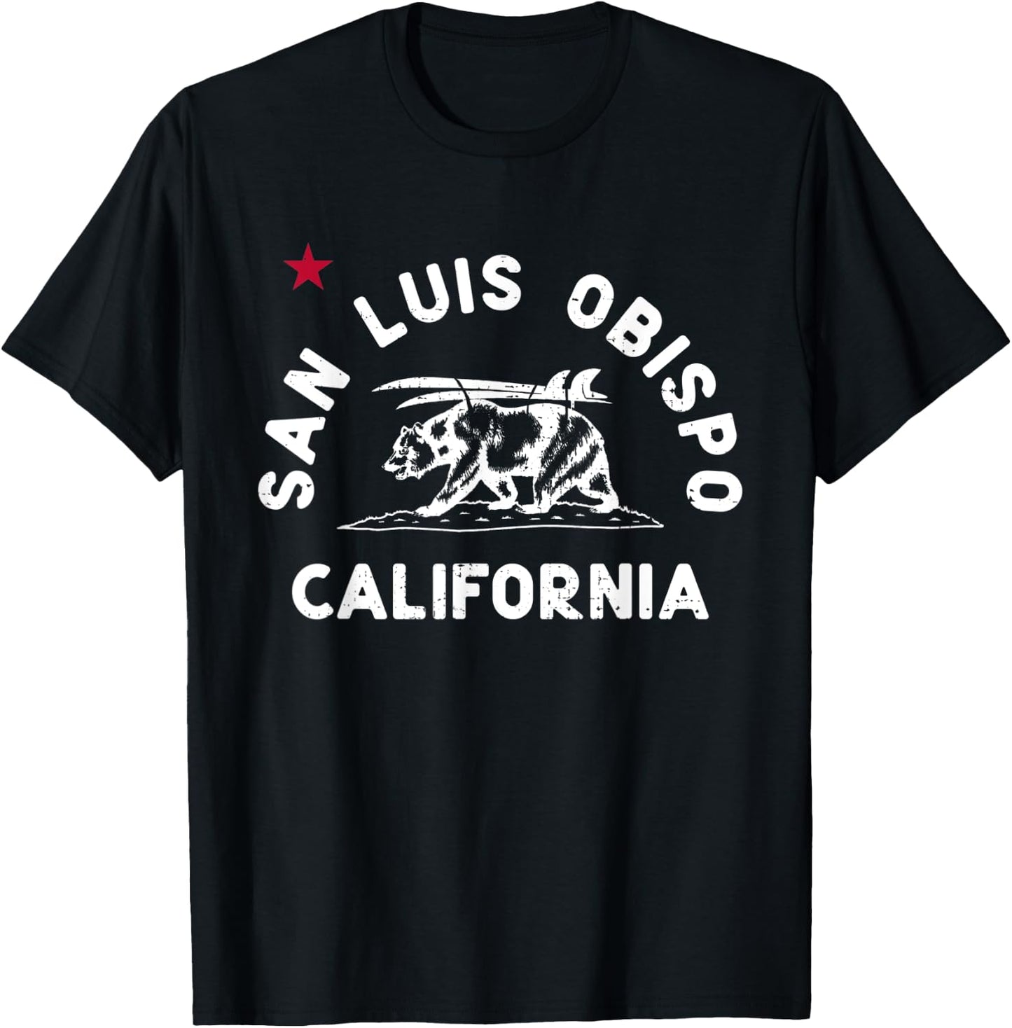 San Luis Obispo California Beach Flag Bear Surf CA Vintage Women T-Shirt - T-Shirt | Black