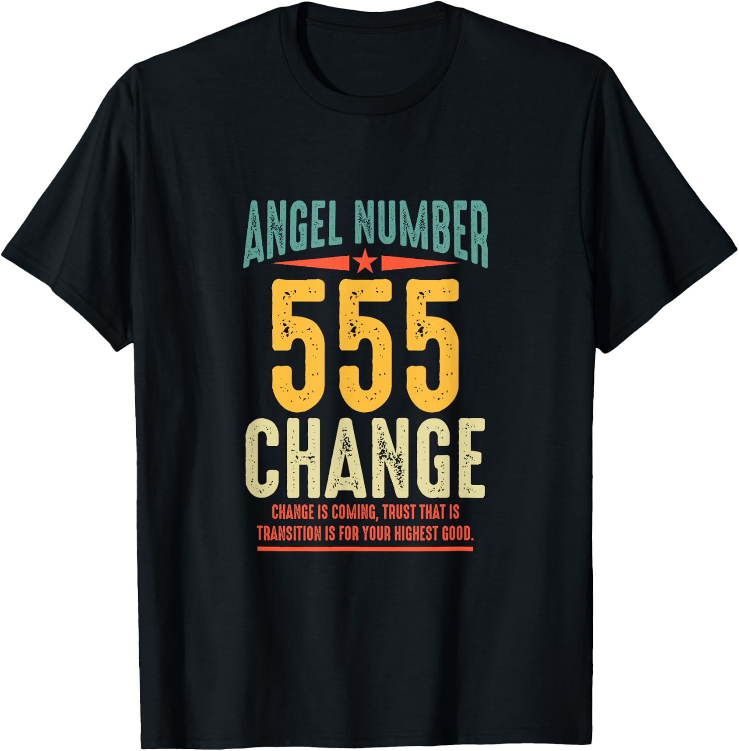 Angel Number 555 Change Retro Vintage Numerology Spiritual T-Shirt - T-Shirt | Black