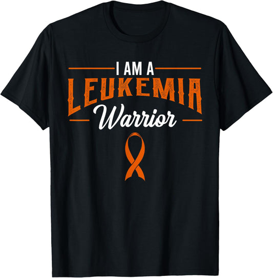 I Am A Leukemia Warrior Blood Cancer Awareness Orange Ribbon T-Shirt - T-Shirt | Black