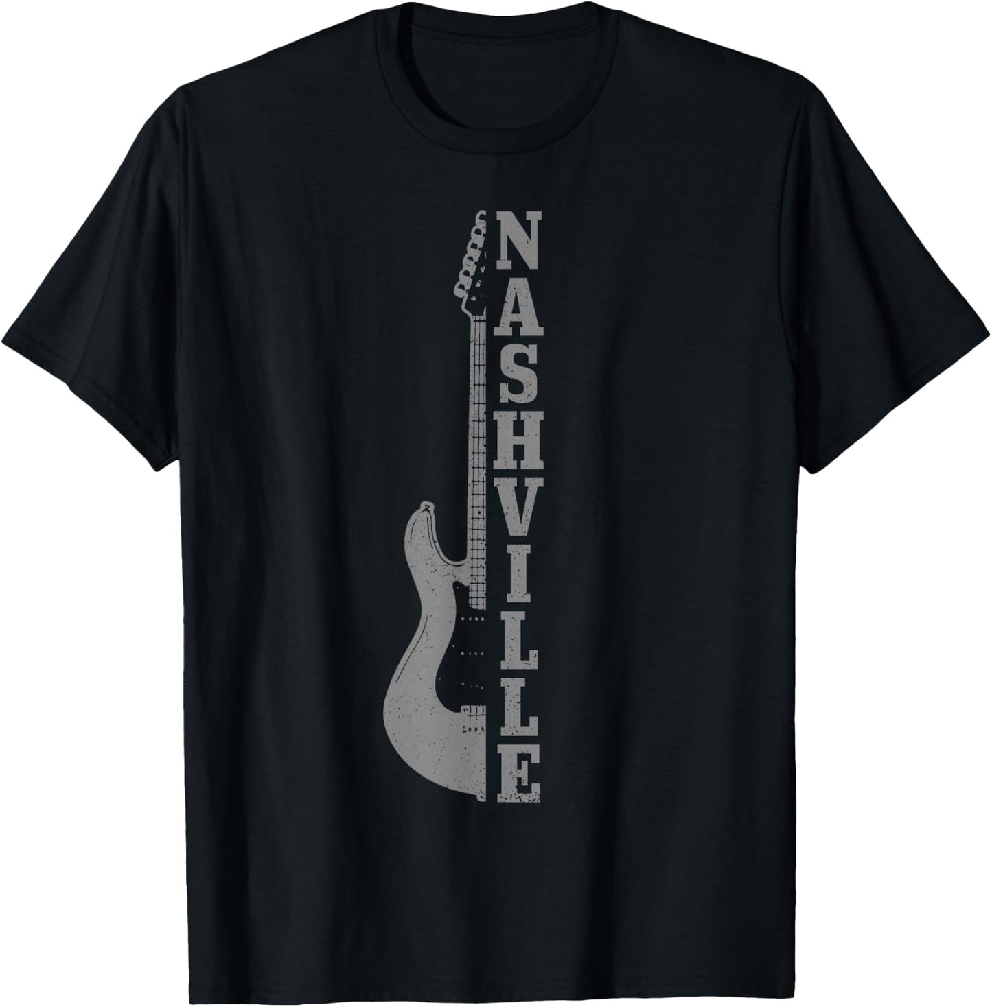 Nashville Tennessee Vintage Country Music City Guitar T-Shirt - T-Shirt | Black
