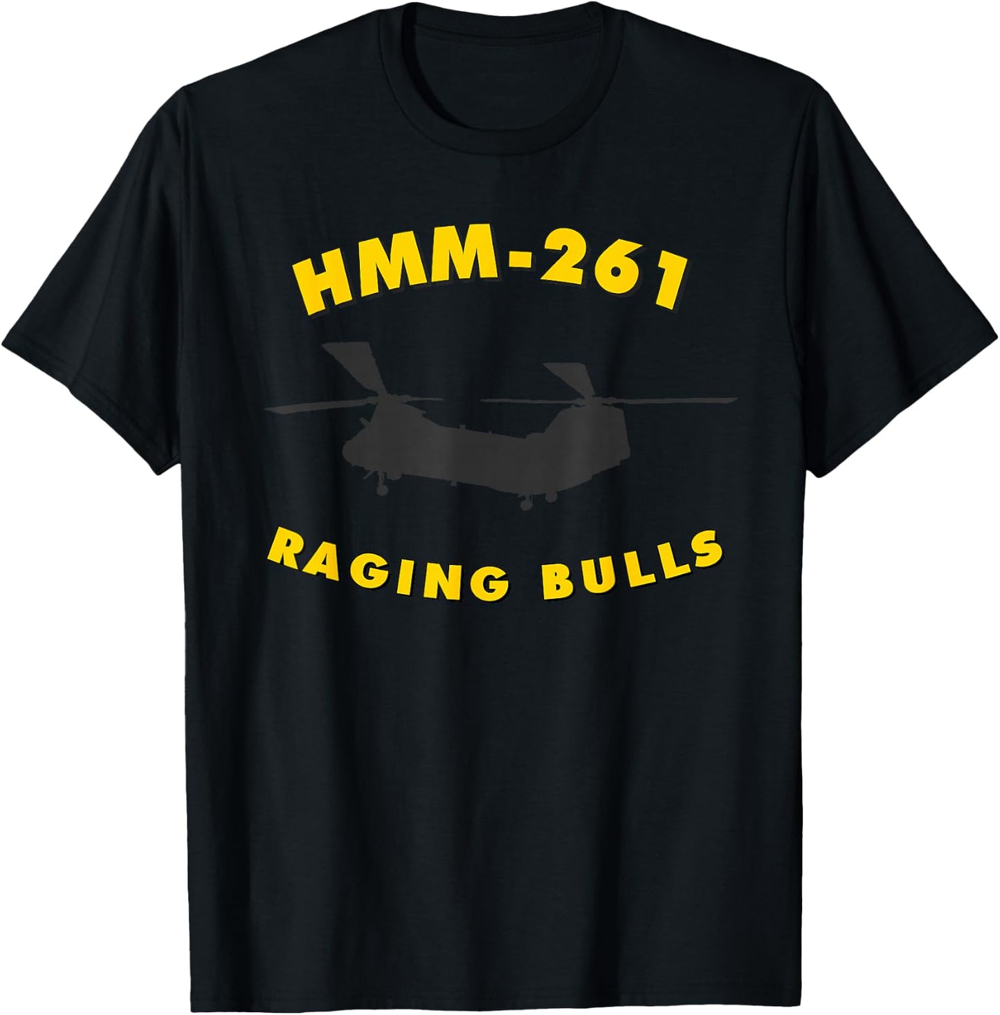 HMM-261 Helicopter Squadron CH-46 Sea Knight T-Shirt - T-Shirt | Black