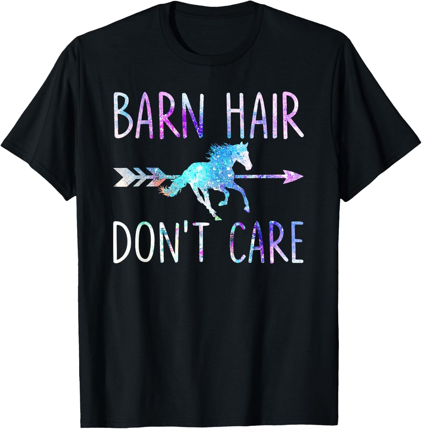 BARN HAIR DON'T CARE Love Horse Riding Equestrian Rider Girl T-Shirt - T-Shirt | Black