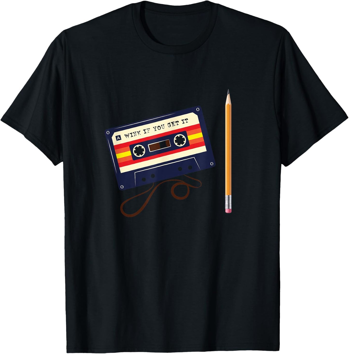 80s Music Lovers Nostalgia Shirts - Cassette Tape & Pencil T-Shirt - T-Shirt | Black