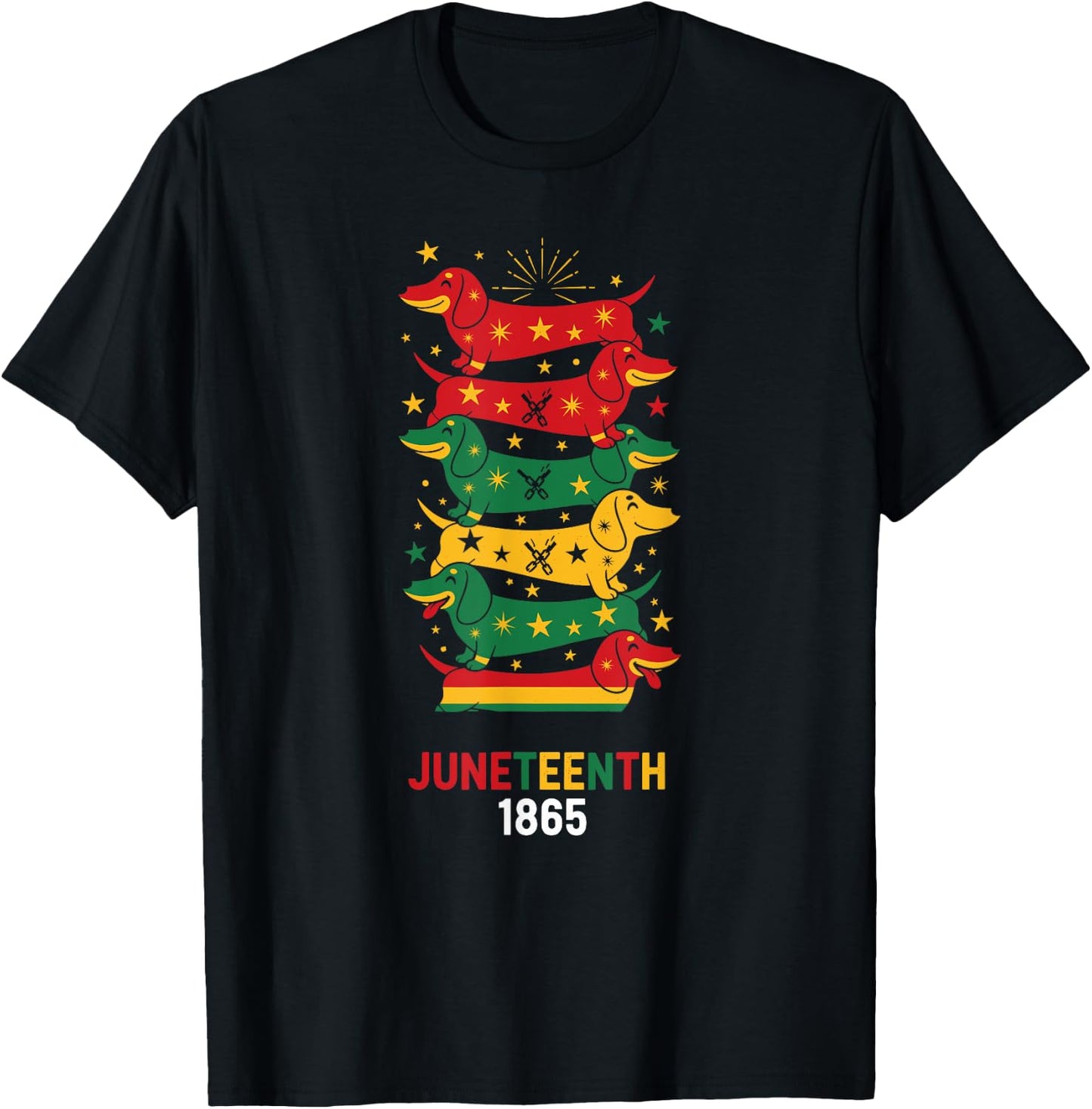 Funny Dachshund Pan African Flag Juneteenth Kids T-Shirt - T-Shirt | Black