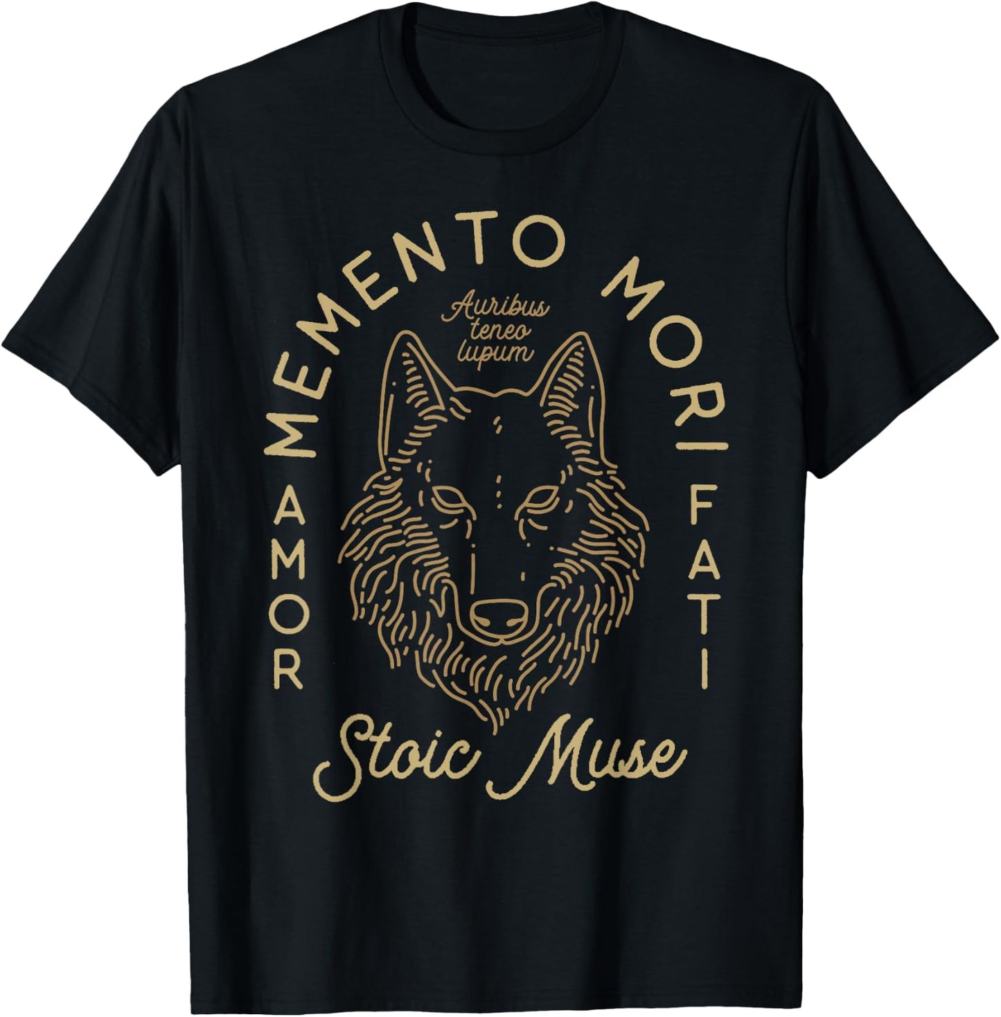 Auribus Teneo Lupum Memento Mori Amor Fati Wolf Graphic T-Shirt - T-Shirt | Black