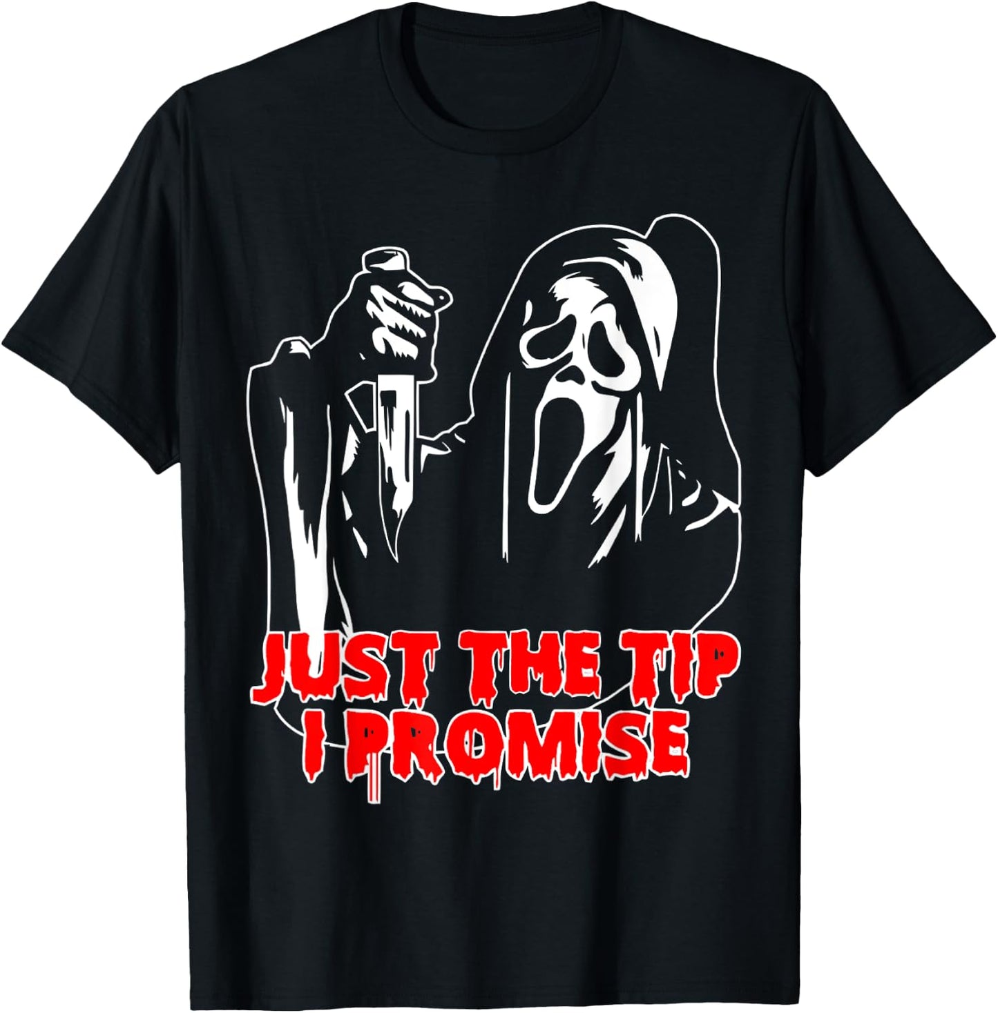 Men Just The Tip I Promise - Horror skeleton skull Halloween T-Shirt - T-Shirt | Black