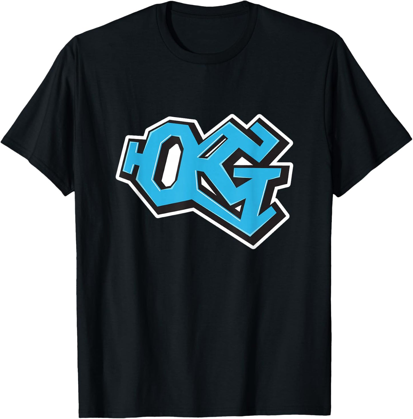 Graffiti Style Electric Blue 'OG' Gangsta T-Shirt - T-Shirt | Black