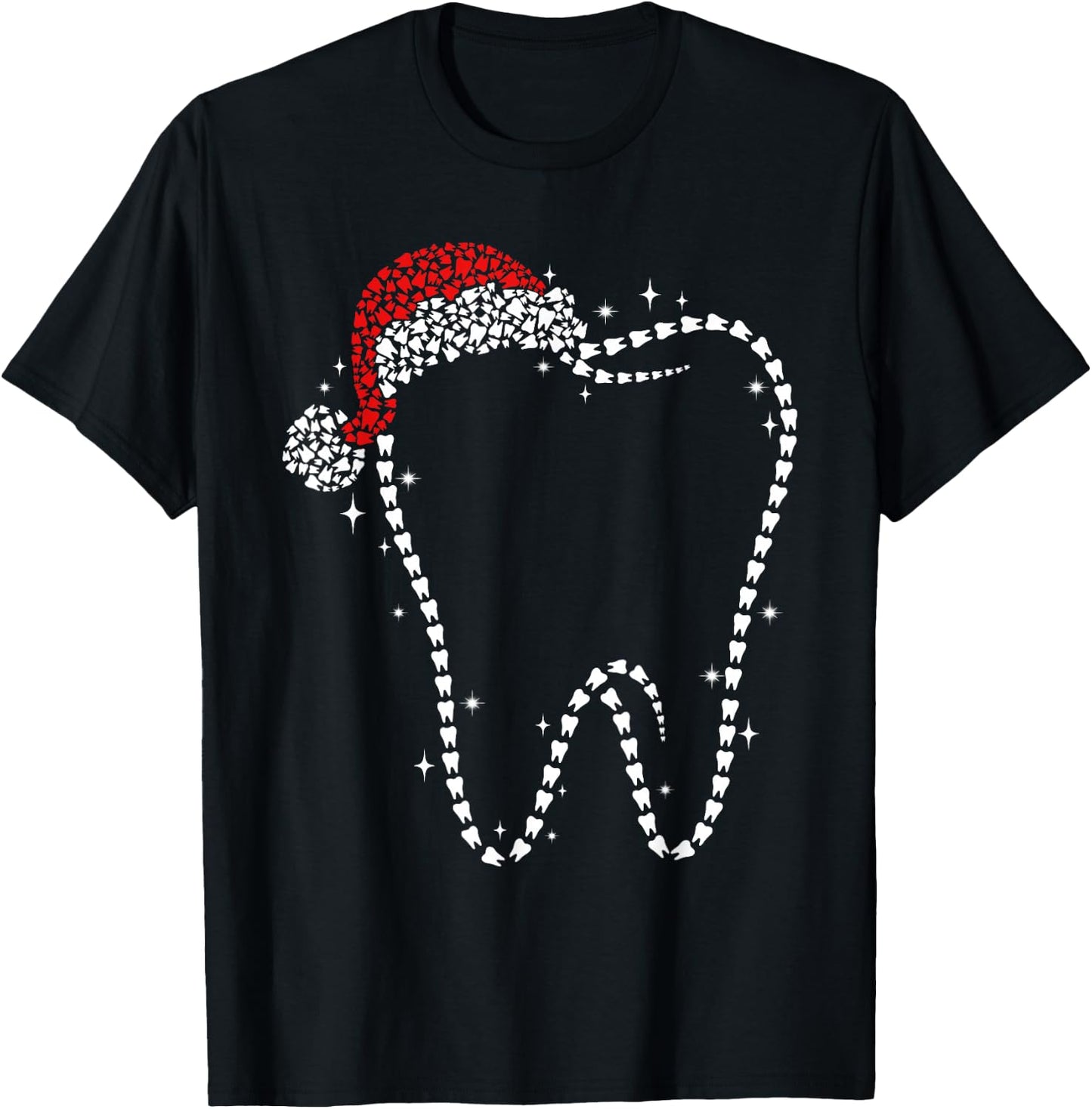 Funny Christmas Tooth Santa Hat Dental Life Dentist Holiday T-Shirt - T-Shirt | Black