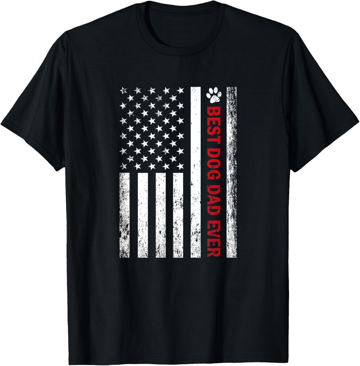 Best Dog Dad Ever American Flag T-Shirt - T-Shirt | Black