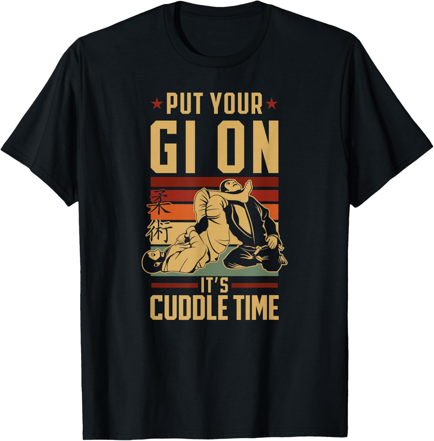 Jiu Jitsu Retro Vintage Put Your Gi On It'S Cuddle Time T-Shirt - T-Shirt | Black