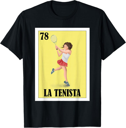 Funny Tennis Mexican Design - La Tenista T-Shirt - T-Shirt | Black