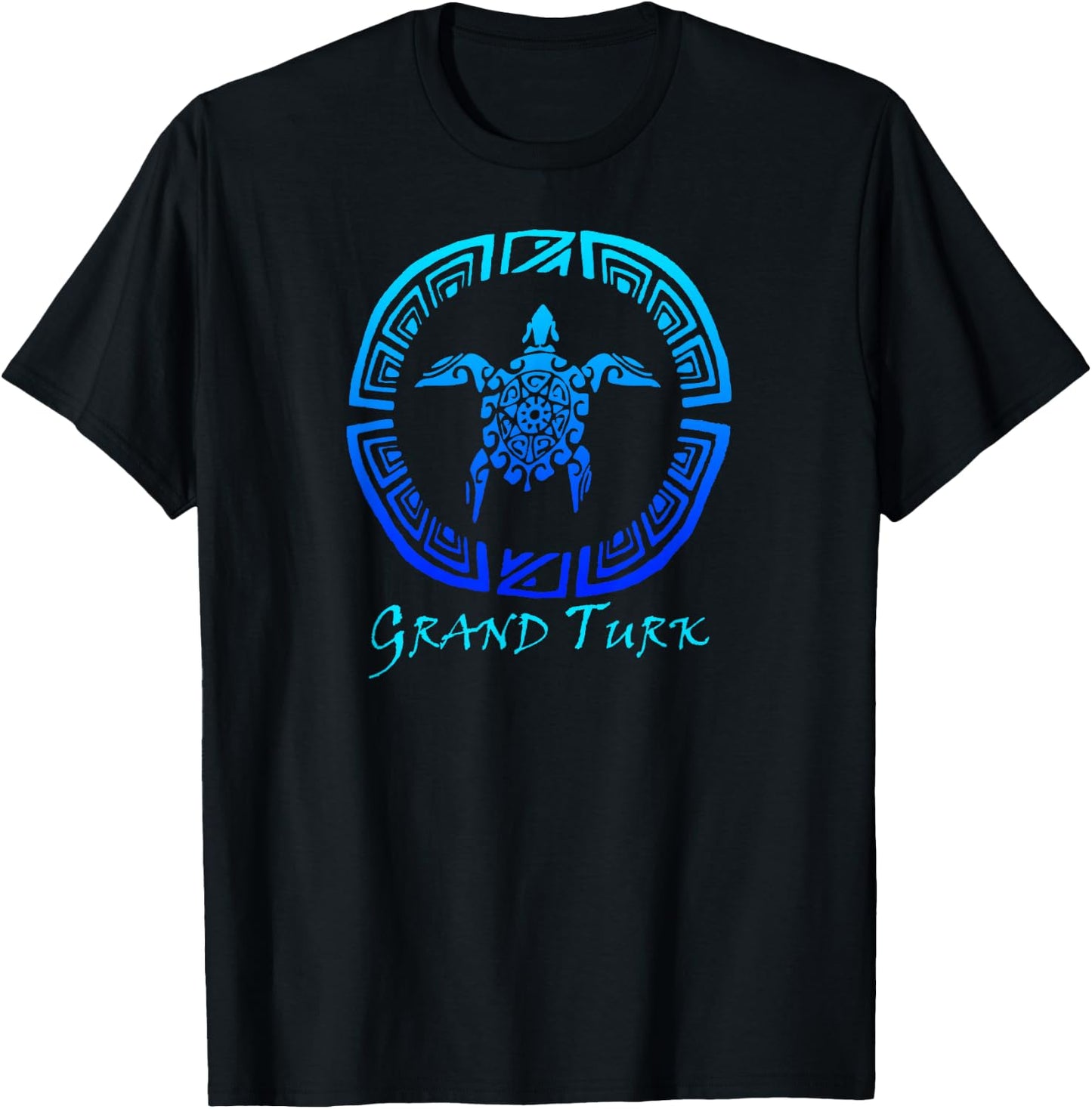 Grand Turk, Turks & Caicos Vintage Tribal Turtle Vacation T-Shirt - T-Shirt | Black