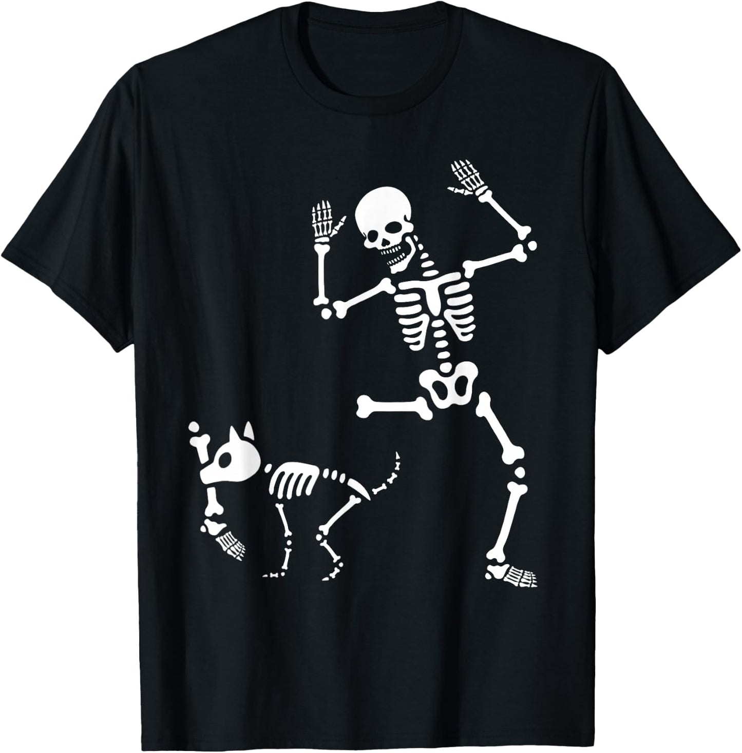 Skeleton Bones Halloween Dog Trick Or Treating Puppy Breeder T-Shirt - T-Shirt | Black