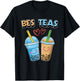 Boba Bubble Tea Bes Teas Kawaii Cute Bestie Blue and Brown T-Shirt - T-Shirt | Black