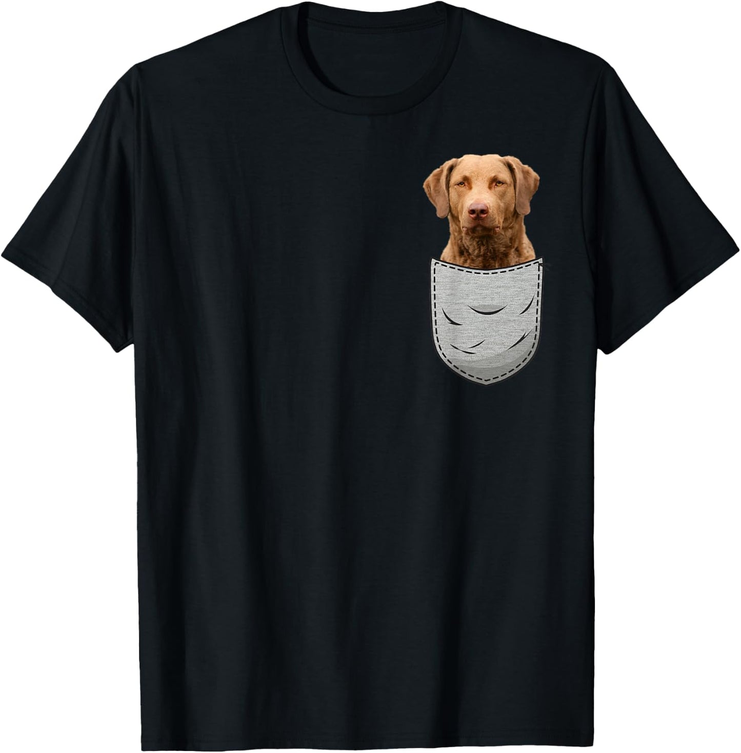 Chessie Chesapeake Bay Retriever CBR Chest Pocket T-Shirt - T-Shirt | Black