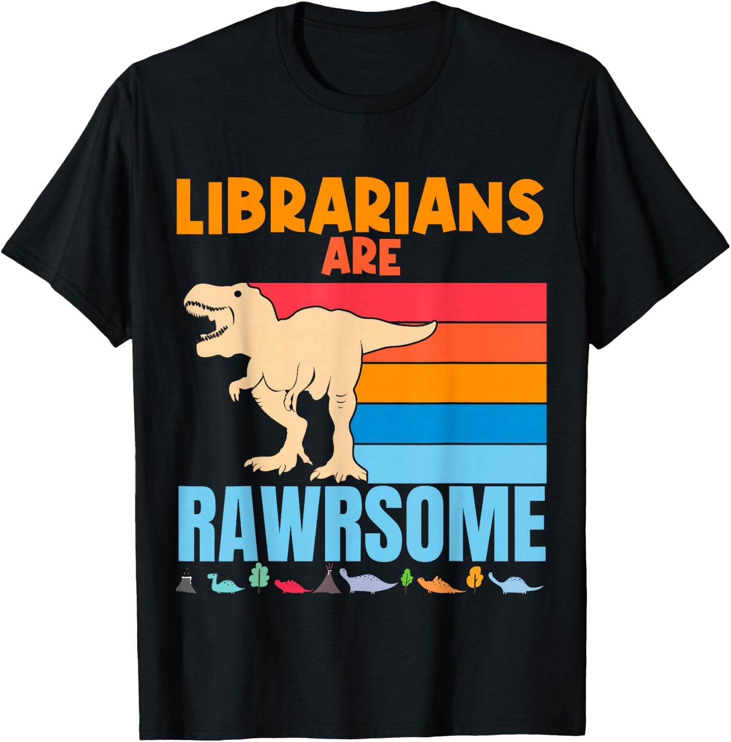 Librarians Are Awesome Dinosaur Retro Library Vintage Reader T-Shirt - T-Shirt | Black