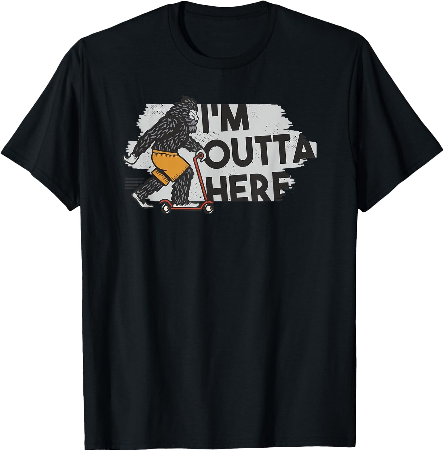 Yeti Bigfoot Sasquatch - I'm Outta Here Riding Scooter T-Shirt - T-Shirt | Black