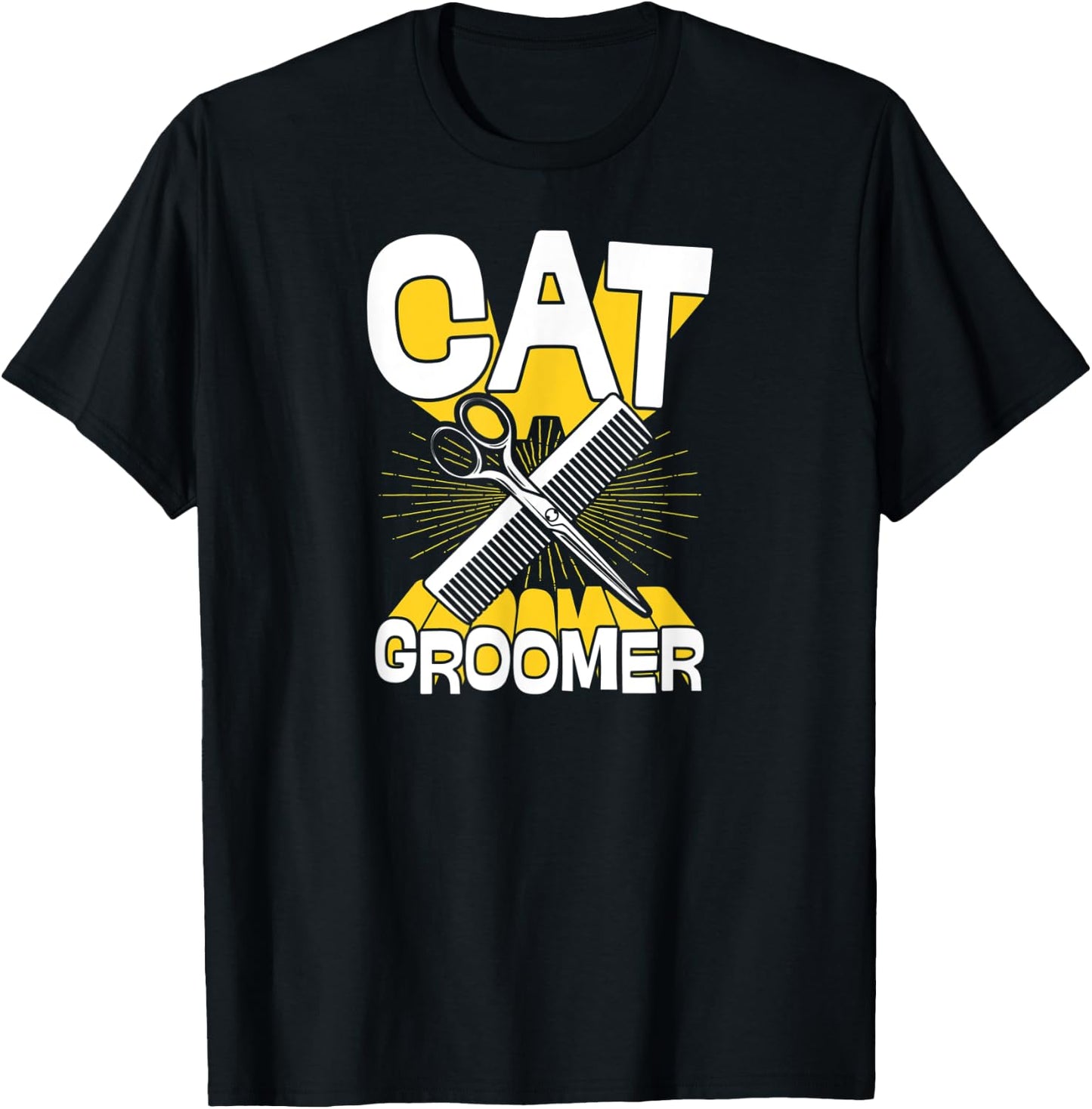 Cat Groomer Cute Retro Vintage Style Funny Comb Scissors Women T-Shirt - T-Shirt | Black
