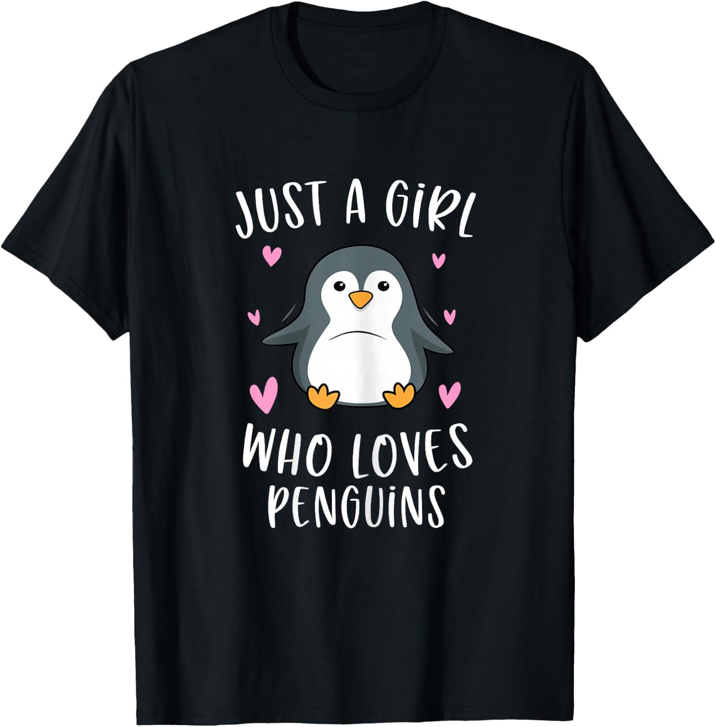 Just A Girl Who Loves Penguins Funny Penguin Gifts For Girls T-Shirt - T-Shirt | Black