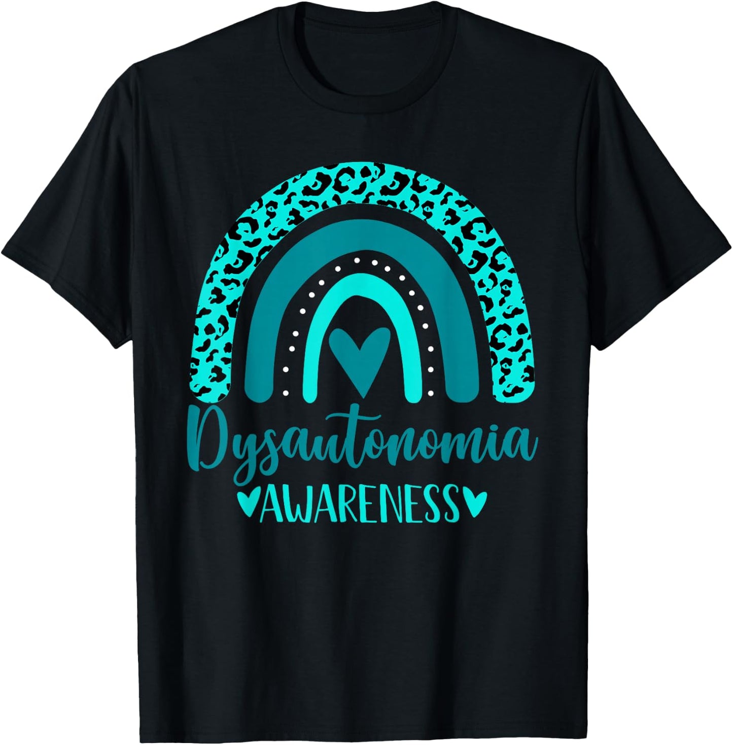 we wear Turquoise Rainbow awsewome Dysautonomia Awareness T-Shirt - T-Shirt | Black