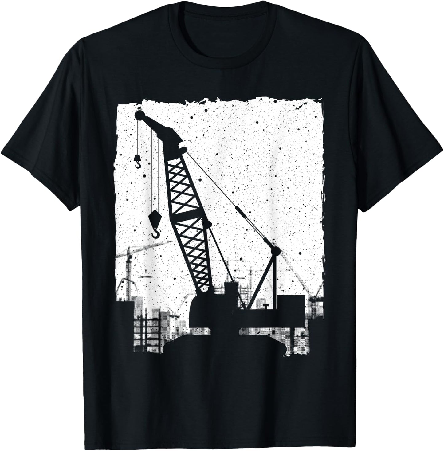 Funny Crane Art Men Women Crane Operator Heavy Equipment T-Shirt - T-Shirt | Black