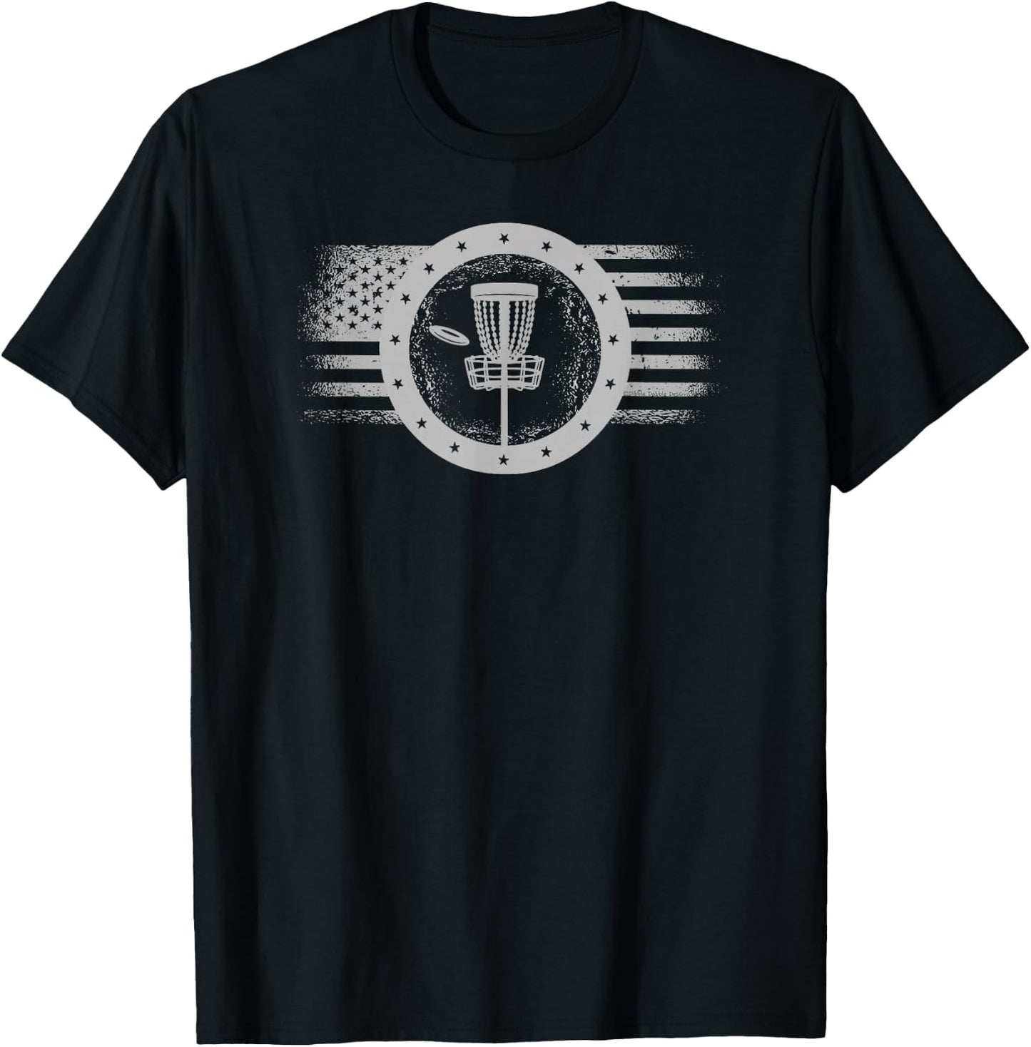 Cool Disc Golf Sport USA Grunge Flag - Disc Golf T-Shirt - T-Shirt | Black
