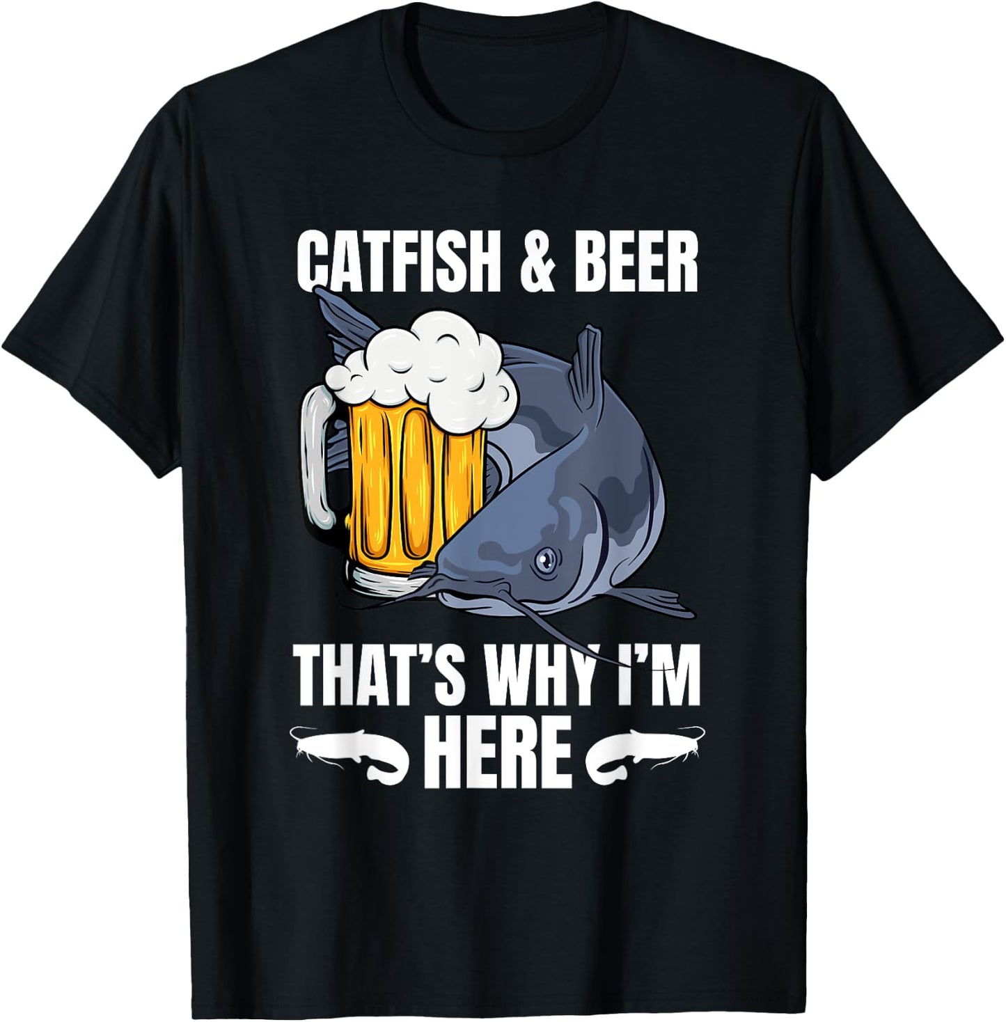 Catfish Fishing – Fisherman Beer Drinking Lover Catfish Bait T-Shirt - T-Shirt | Black