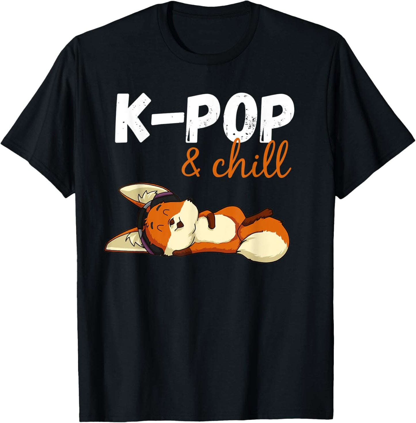 Kpop and chill, cute fennec fox k pop T-Shirt - T-Shirt | Black