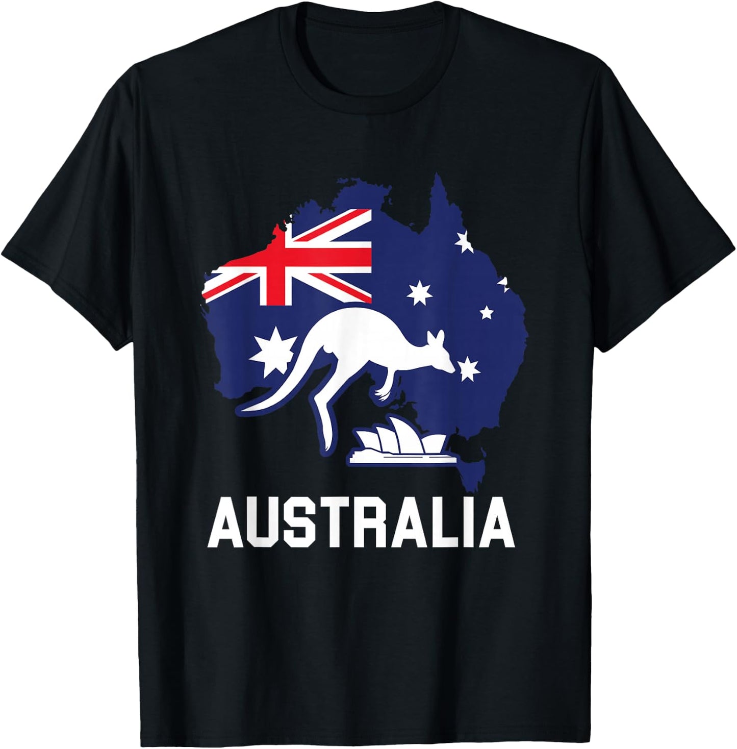 Australia Country Map Australian Kangaroo Melbourne Aussie T-Shirt - T-Shirt | Black